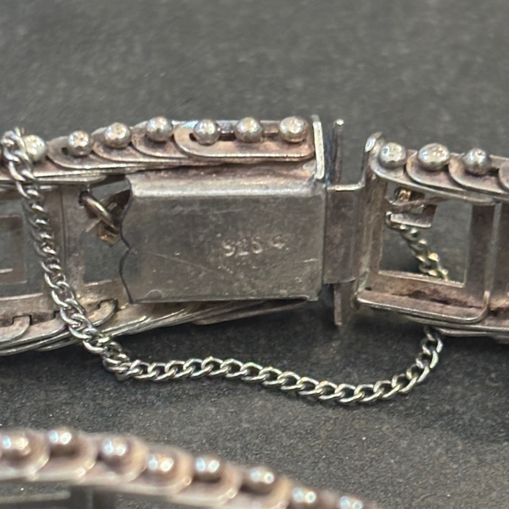 Silver Geometric Pattern Bracelet - Picture 9 of 12